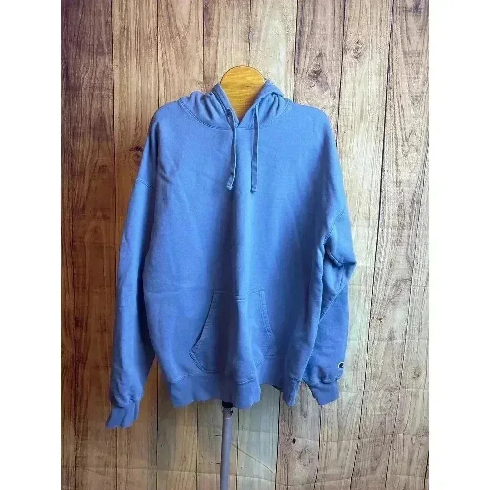 Champion Hoodie Washed Out Dusty Blue Color Size L
